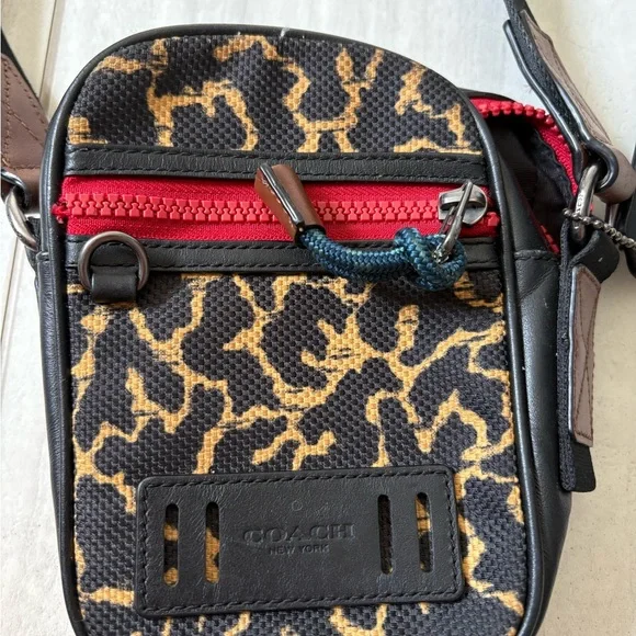 Coach Animal Print Crossbody Bag w/red zippers - Picture 1 of 8